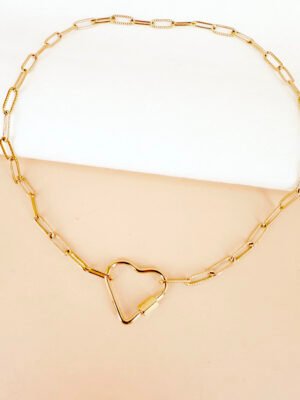 Collier chaîne fermoir coeur en acier inoxydable
