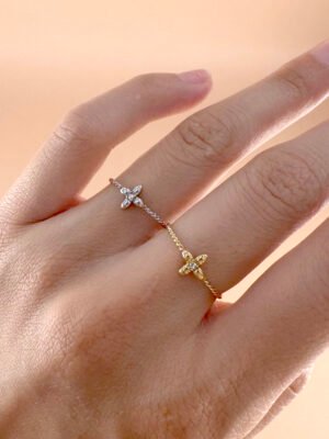 Bague fleur en acier inoxydable 316L