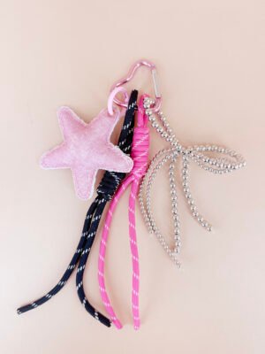 Porte clés de sac, grigris, breloques étoile rose
