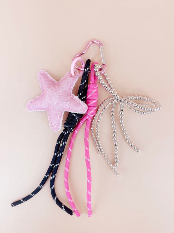 Porte clés de sac, grigris, breloques étoile rose