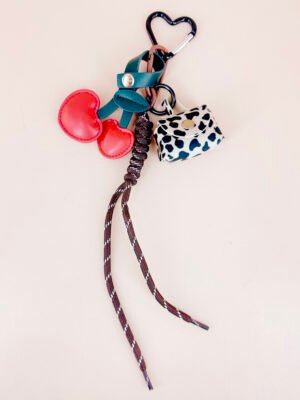 Porte clés de sac, grigris, breloques cerise sac léopard