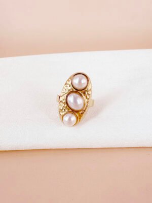 Bague trio perles en acier inoxydable