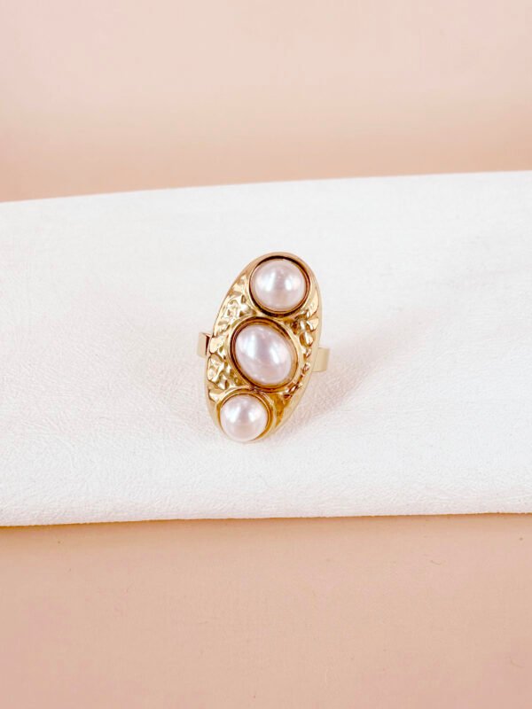 Bague trio perles en acier inoxydable