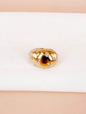 Bague jonc avec strass en acier inoxydable