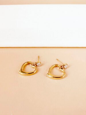 Boucles d’oreilles pendantes coeur en acier inoxydable