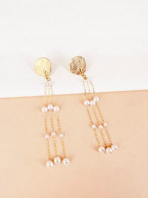 Boucles d’oreilles pendantes avec perles en acier inoxydable