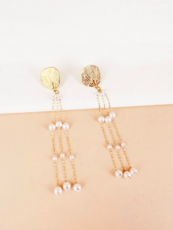 Boucles d'oreilles pendantes avec perles en acier inoxydable