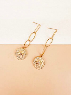 Boucles d’oreilles pendantes astre en acier inoxydable