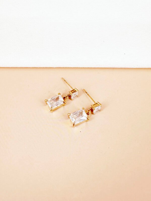 Boucles d'oreilles pendantes strass en acier inoxydable