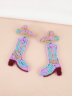 Boucles d’oreilles bottes cowboy brodées à la main