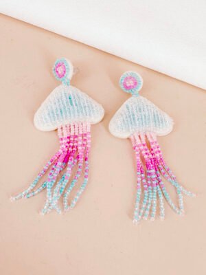 Boucles d’oreilles méduses brodées à la main