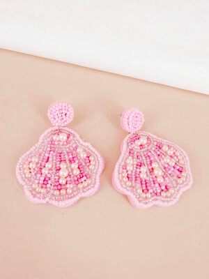 Boucles d’oreilles coquillages brodées à la main