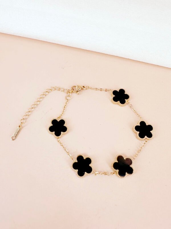 Bracelet fleur trèfle noir