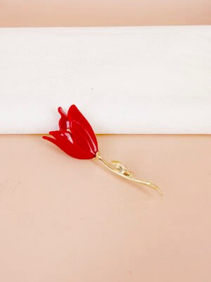 Broche tulipe rouge