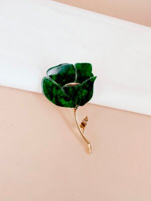 Broche fleur verte