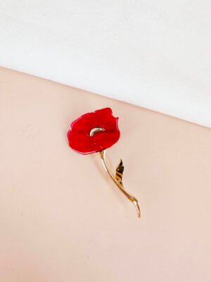 Broche fleur rouge