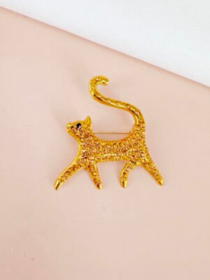 Broche chat doré