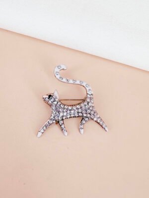 Broche chat argent