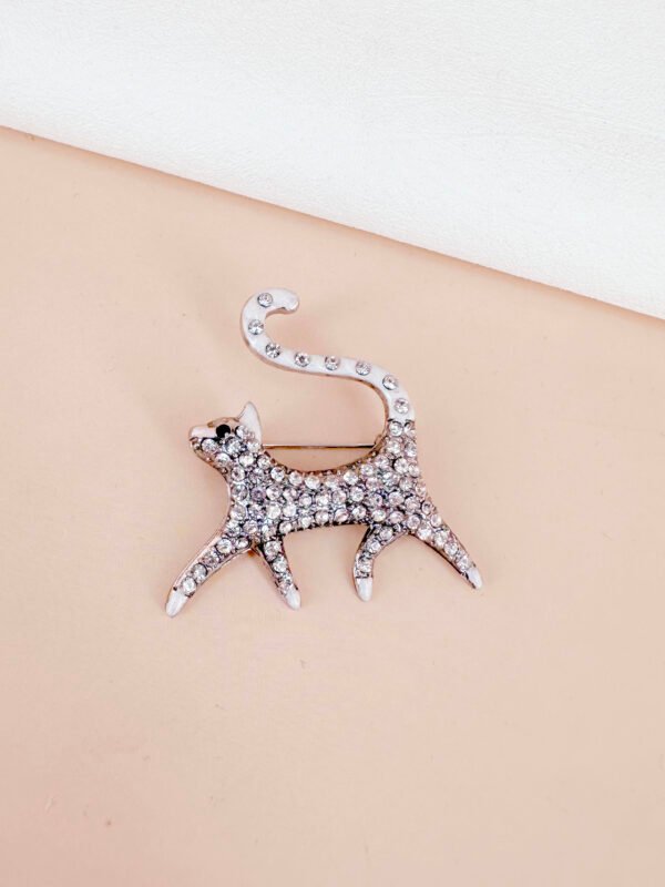 Broche chat argent