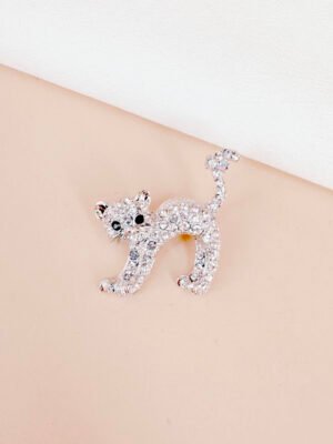Broche chat argent