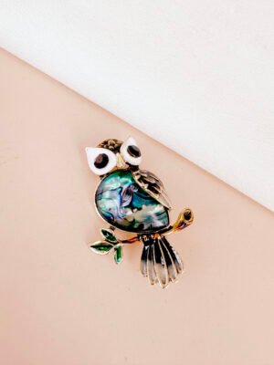 Broche hibou perle nacrée