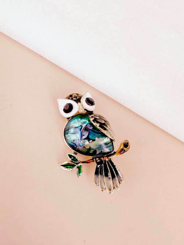 Broche hibou perle nacrée