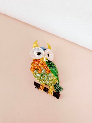 Broche hibou strass