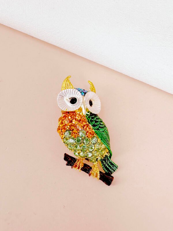 Broche hibou strass