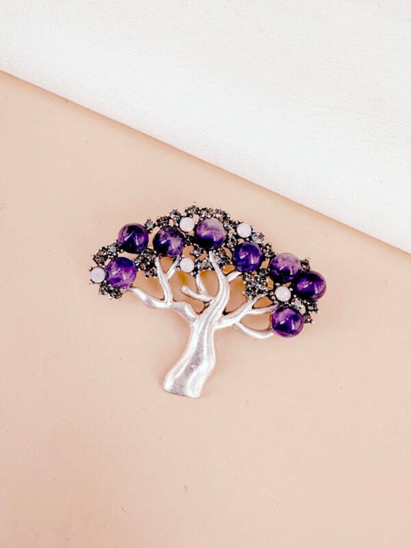 Broche arbre perles d'améthystes