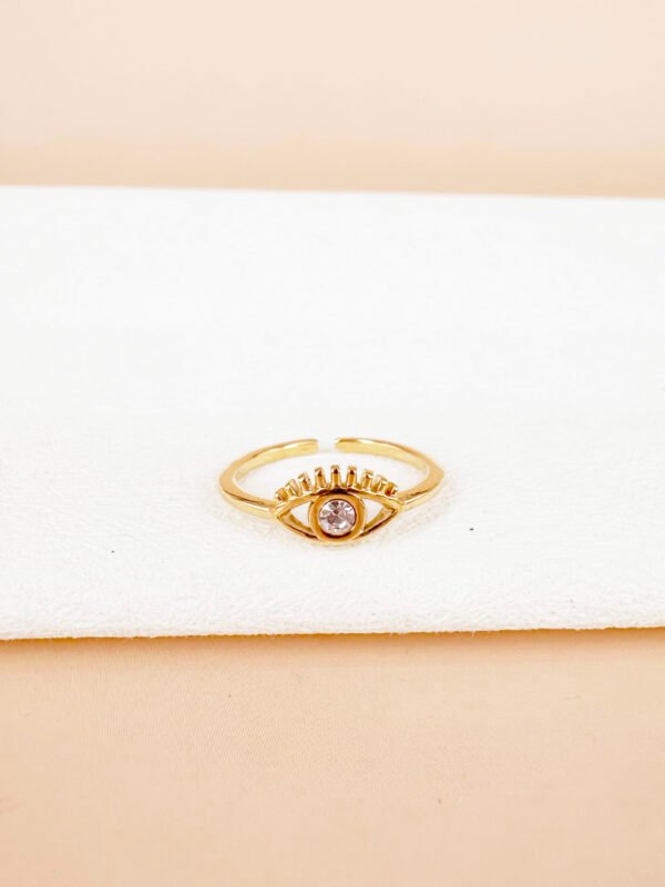 Bague Oeil et strass en acier inoxydable