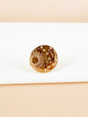 Bague médaillon Astre en acier inoxydable