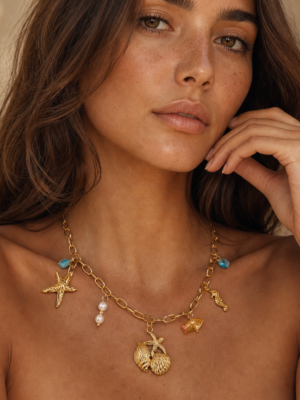 Collier Mer, coquillages en acier inoxydable