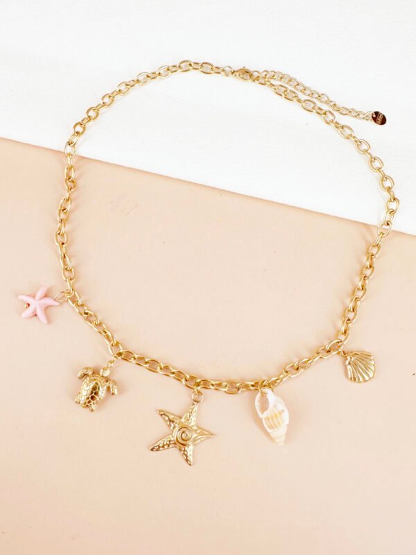 Collier Océan, coquillages tortue en acier inoxydable