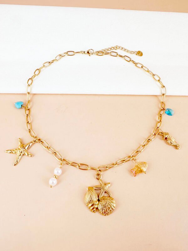Collier Mer, coquillages en acier inoxydable