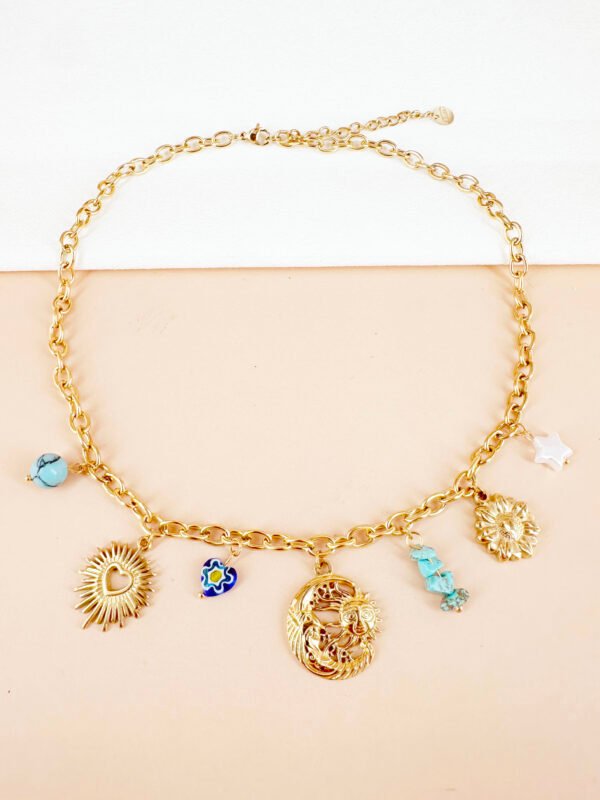 Collier breloques Céleste en acier inoxydable