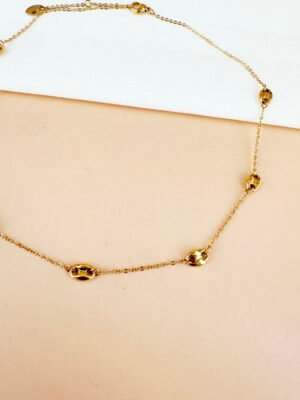 Collier chaîne fine avec maillon en acier inoxydable