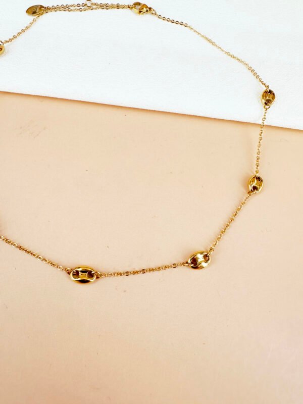 Collier chaîne fine avec maillon en acier inoxydable