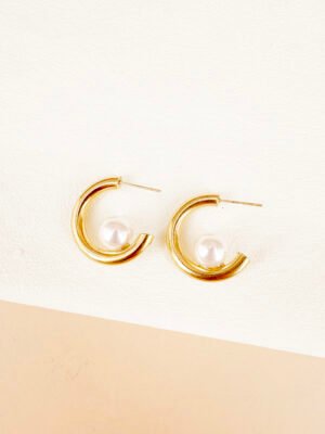 Boucles d’oreilles créoles avec perles en acier inoxydable