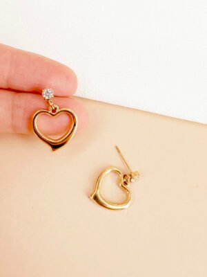 Boucles d’oreilles pendantes coeur en acier inoxydable