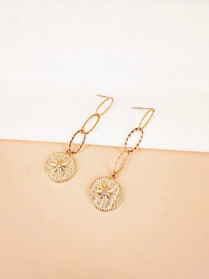Boucles d’oreilles pendantes astre en acier inoxydable