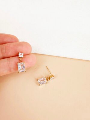 Boucles d’oreilles pendantes strass en acier inoxydable