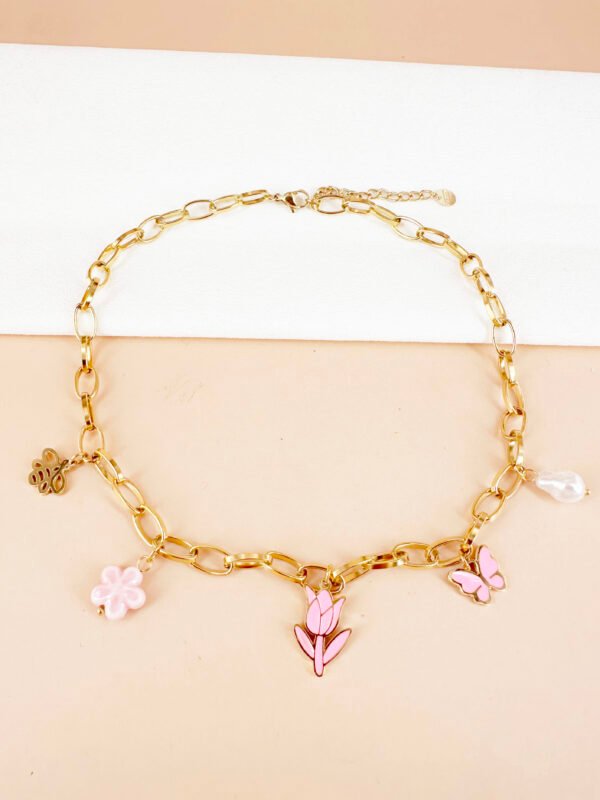 Collier Rose, charms breloques en acier inoxydable – Image 2