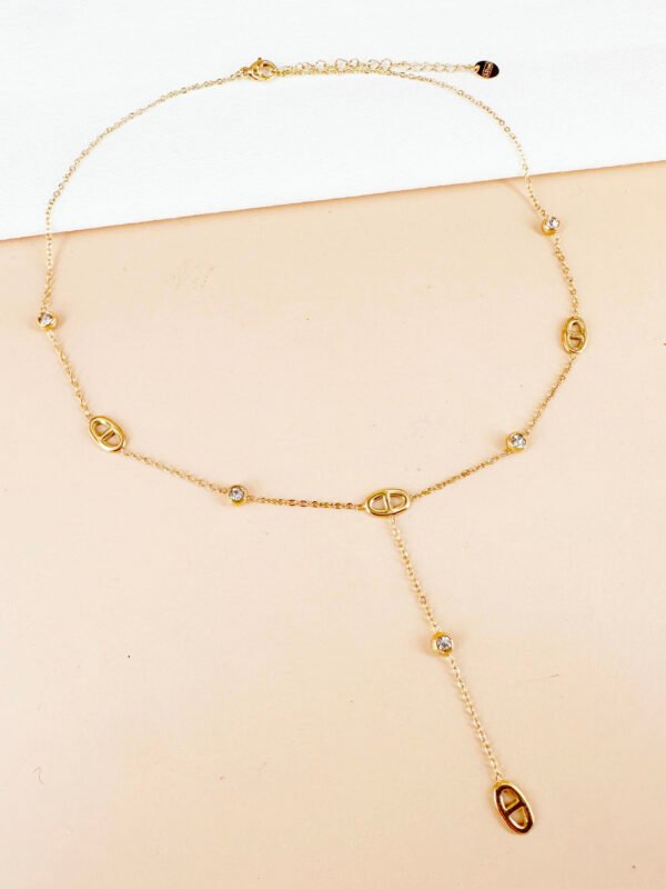 Collier sautoir Y avec strass en acier inoxydable – Image 2