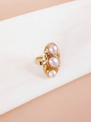 Bague trio perles en acier inoxydable