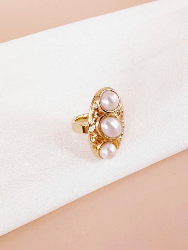 Bague trio perles en acier inoxydable – Image 2