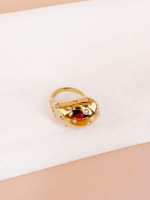 Bague jonc avec strass en acier inoxydable