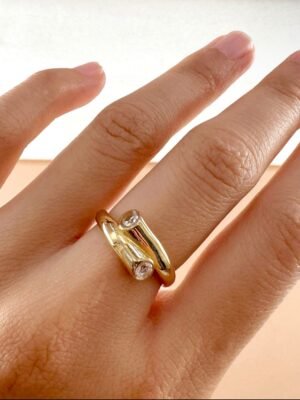 Copie Bague superposition strass en acier inoxydable