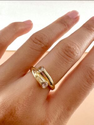 Copie Bague superposition strass en acier inoxydable