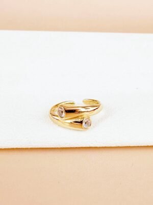 Copie Bague superposition strass en acier inoxydable