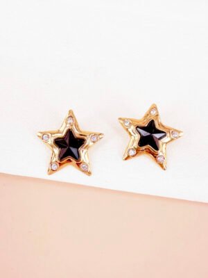 Boucles d’oreilles étoile noire en acier inoxydable